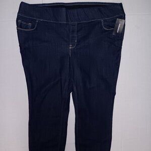 PERMANENT COTTON BLEND STRETCH WAISTLINE PULL ON BLUE JEANS